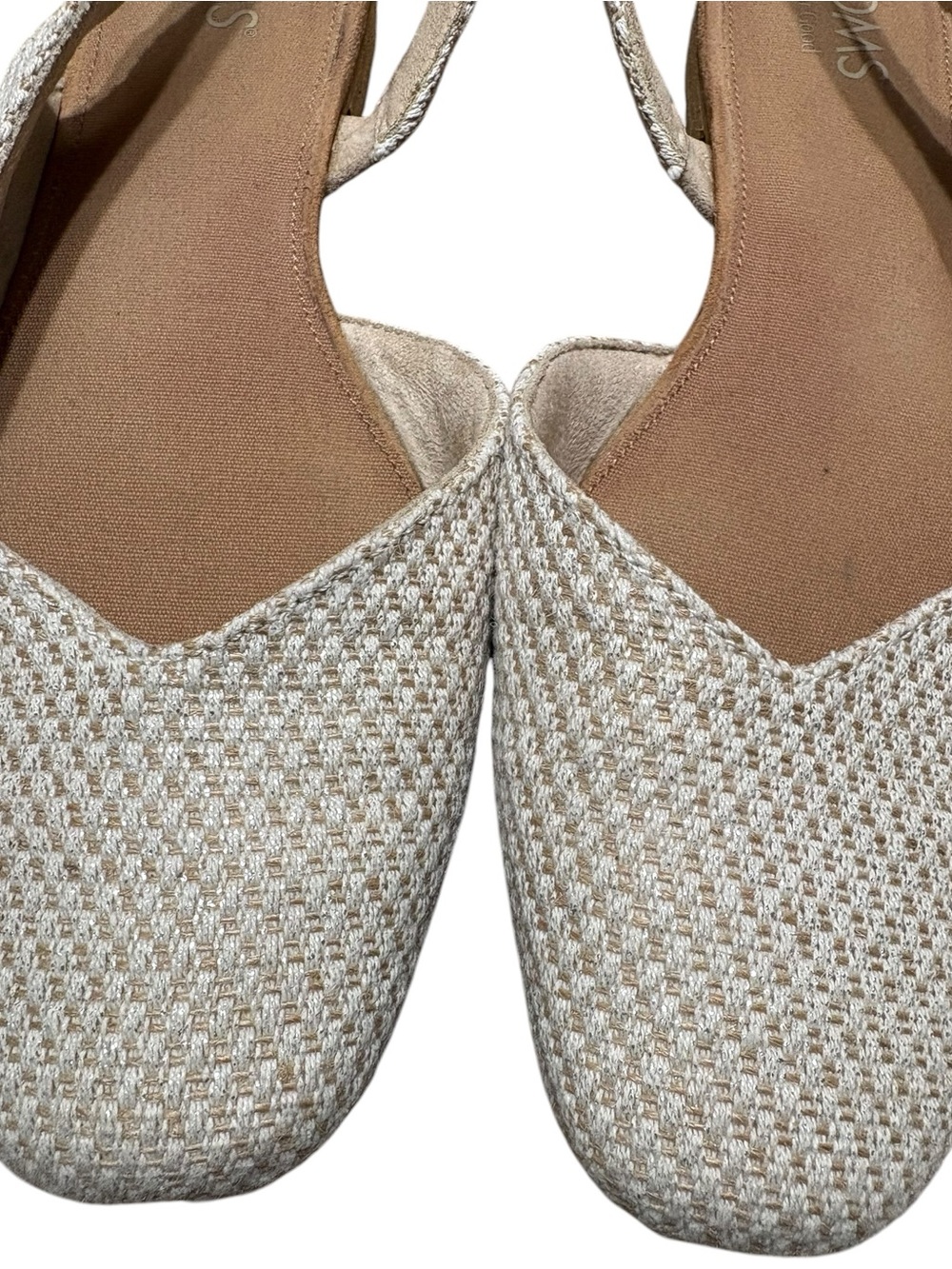 TOMS | Women's Alene Cream Tan Woven Slingback d’Orsay Flats 10 Career Secretary - Picture 4 of 16